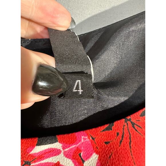 90s Vintage Dress Womens 4 Black Mini Red Floral Laundry Shelli Segal - Picture 4 of 10